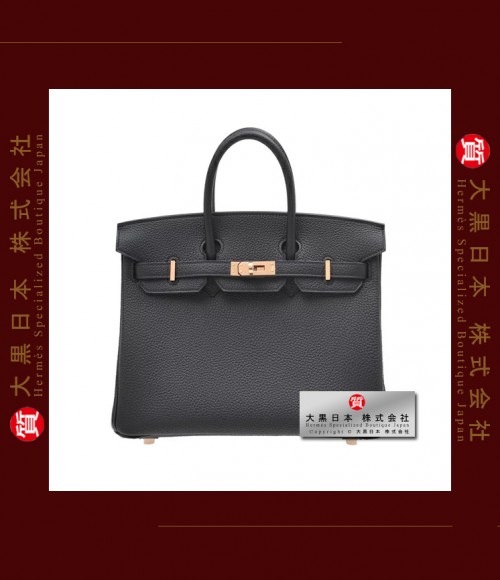 HERMES BIRKIN 25 (Pre-owned) - Black, Togo leather, Rose Gold hardware