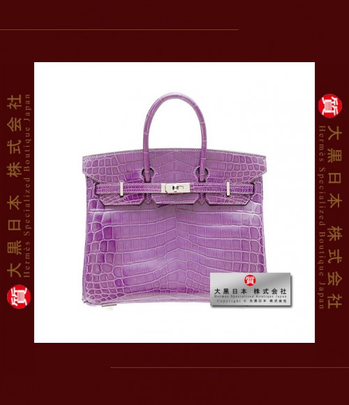 HERMES BIRKIN 25 (Pre-owned) - Violet / Purple, Niloticus crocodile skin, Phw