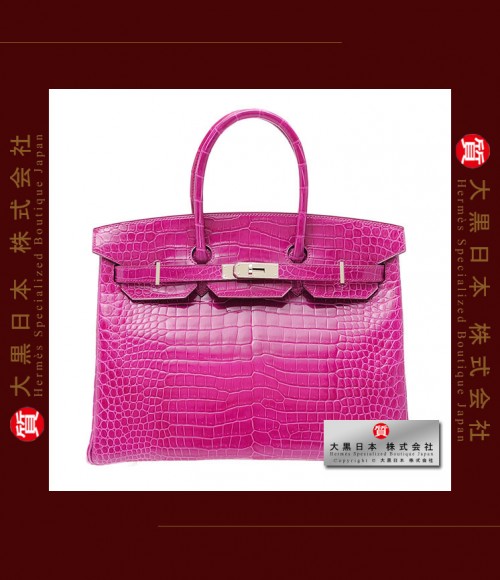 HERMES BIRKIN 35 (Pre-owned) - Rose Scheherazade, Porosus crocodile skin, Phw