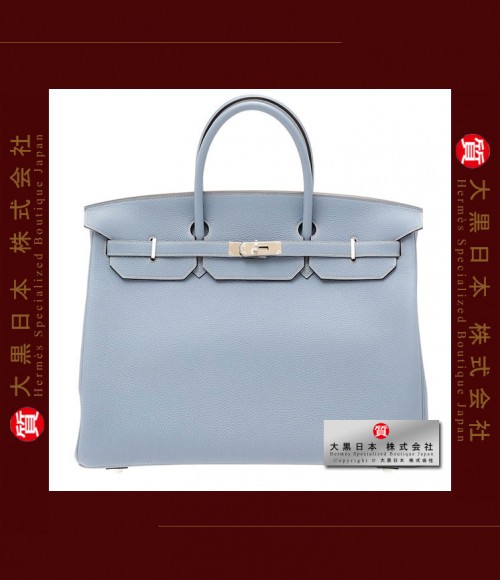 HERMES BIRKIN 40 (Pre-owned) - Bleu lin / Linen blue, Togo leather, Phw