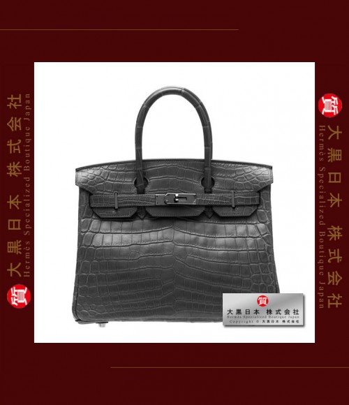 HERMES SO-BLACK BIRKIN 30 (Pre-owned) - Black, Matt alligator crocodile skin, Black hardware