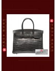 HERMES SO-BLACK BIRKIN 30 (Pre-owned) Matt niloticus crocodile skin, Black hardware